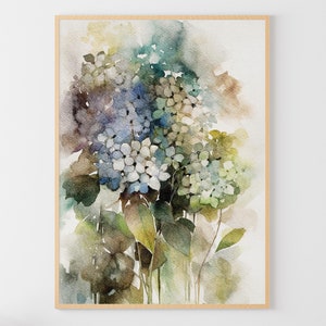 Hydrangea Painting Floral Watercolor Flowers Art Print Botanical Wall Art Large Floral Watercolor
