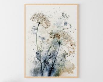 Queen Anne's Lace Watercolor Painting Wildflowers Art Print Floral Wall Art Flowers Poster