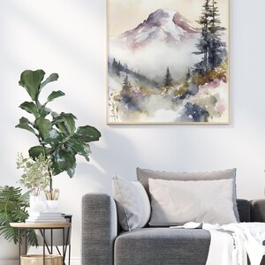 Mount Rainier Painting National Park Art Mountain Watercolor Mountains Landscape Nature Art print image 6