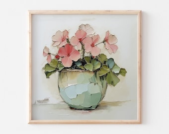 Geranium schilderij ingegoten bloem Art Print boerderij muur kunst keuken bloemendecor