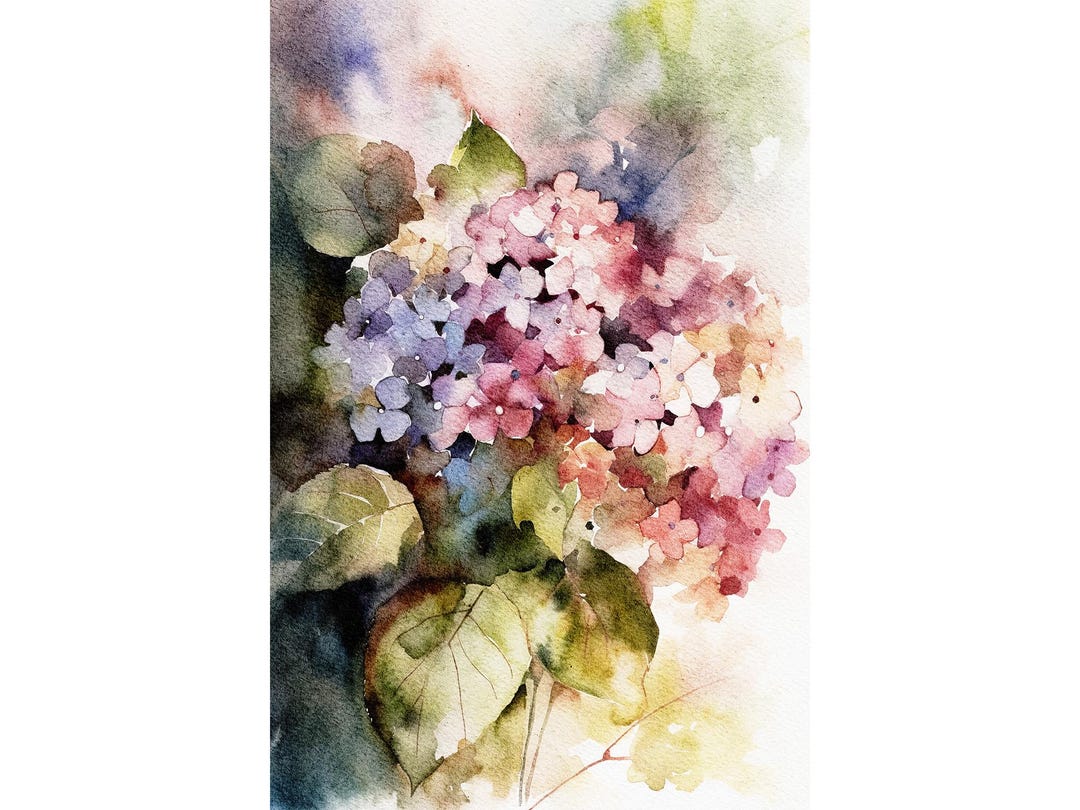 Hydrangea Painting Floral Watercolor Flowers Wall Art Botanical Art ...