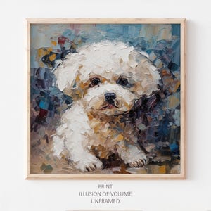 Bichon Frise Oil Print Pet Painting Cute Puppy Wall Art Dog PRINT from an oil painting