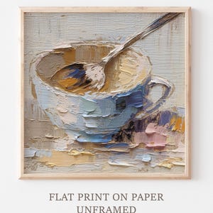 Tea Cup Oil Print Coffee Painting Kitchen Wall Art Food Artwork