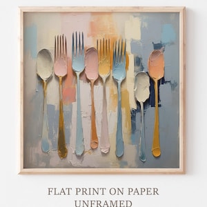 Spoons Oil Print Forks Painting Kitchen Wall Art Dining Room Wall Decor