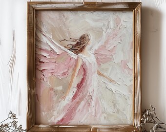 天使の油絵プリント：宗教的な壁画、守護天使のアートワーク - Etsy 日本