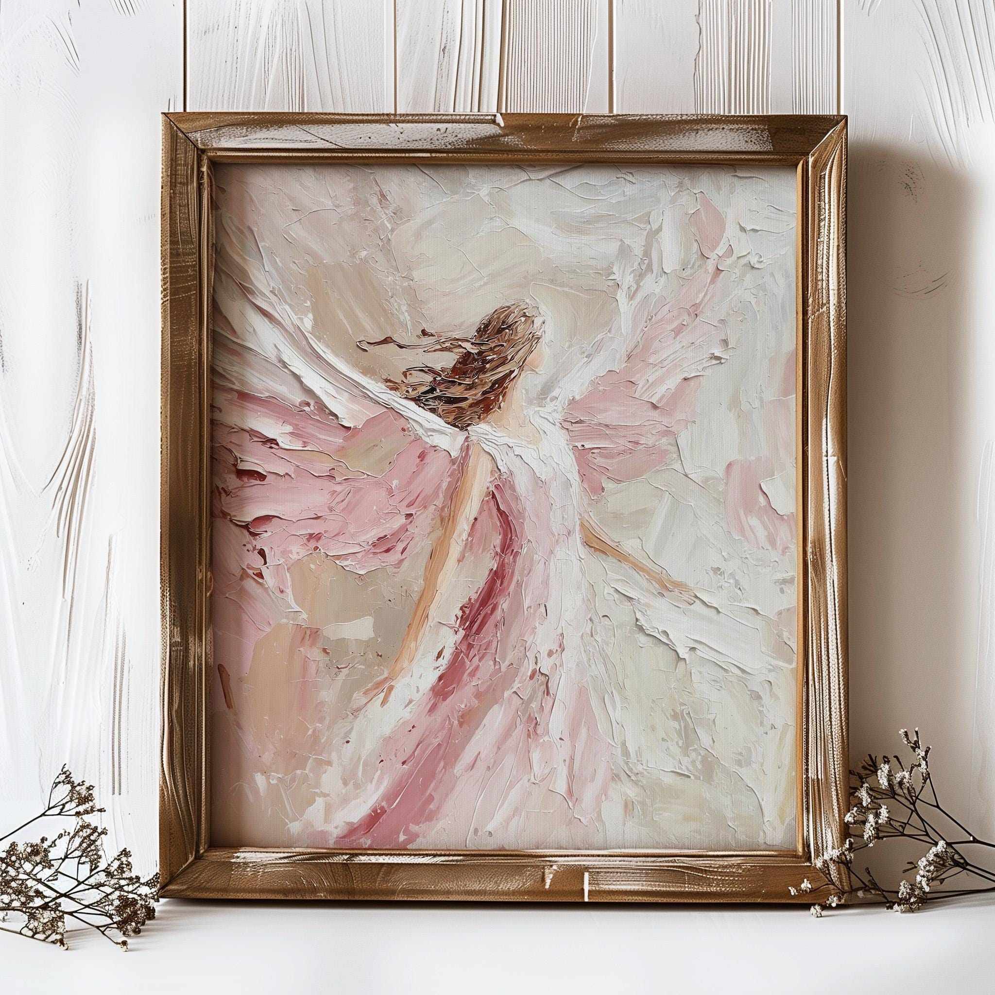 天使の油絵プリント：宗教的な壁画、守護天使のアートワーク - Etsy 日本