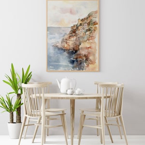 Amalfi Coast Watercolor Painting Positano Art Print Italian Landscape Italy Old Town Poster image 4