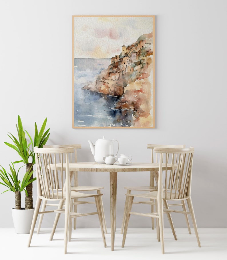 Amalfi Coast Watercolor Painting Positano Art Print Italian Landscape Italy Old Town Poster image 4