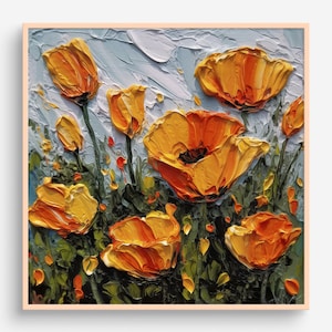 California Poppy Oil Painting Wildflowers Artwork Floral Wall Art Flowers PRINT from an oil painting