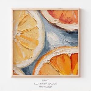 Pintura al óleo de rodajas de naranja, impresión de frutas, arte de pared de cocina, impresión de alimentos a partir de una pintura al óleo