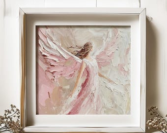 天使の油絵プリント：宗教的な壁画、守護天使のアートワーク - Etsy 日本