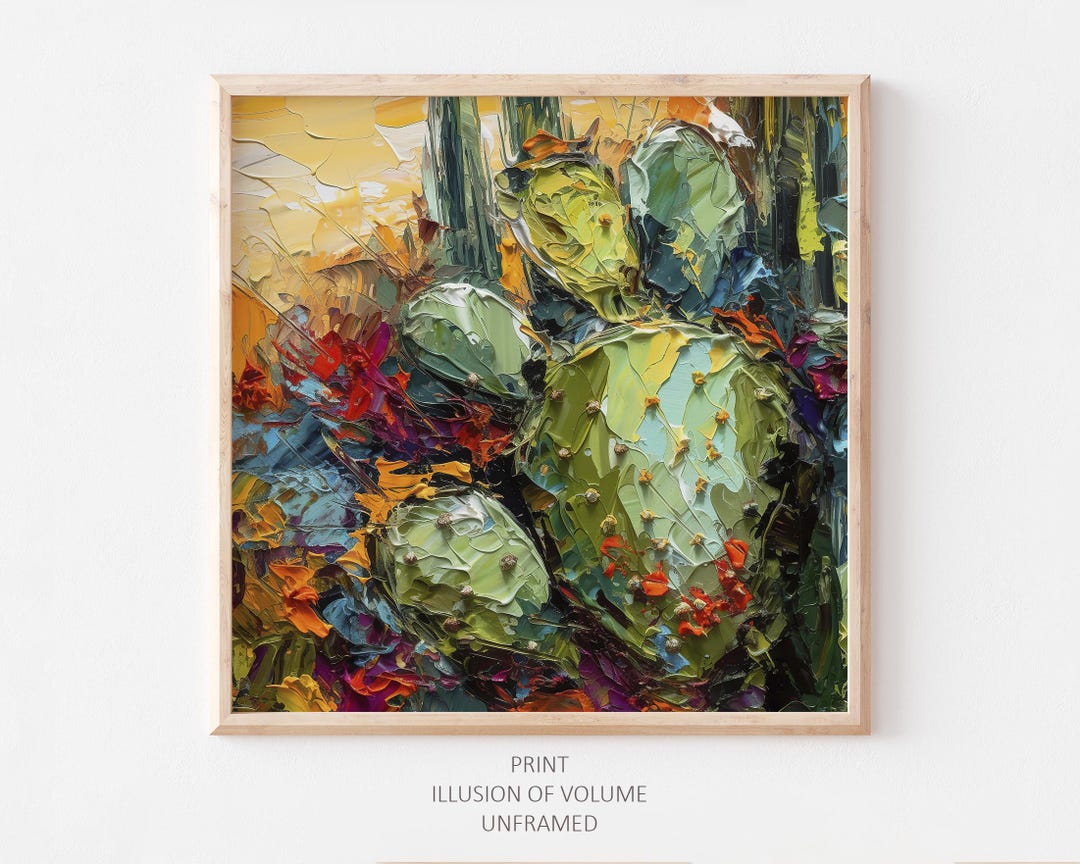 Saguaro Cactus Oil Painting Print: Desert Botanical Wall Art - Etsy