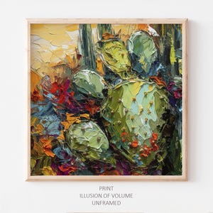 Desert Cactus Oil Print Saguaro National Park Painting Cacti Wall Art Cactus Artwork Botanical PRINT from an oil painting