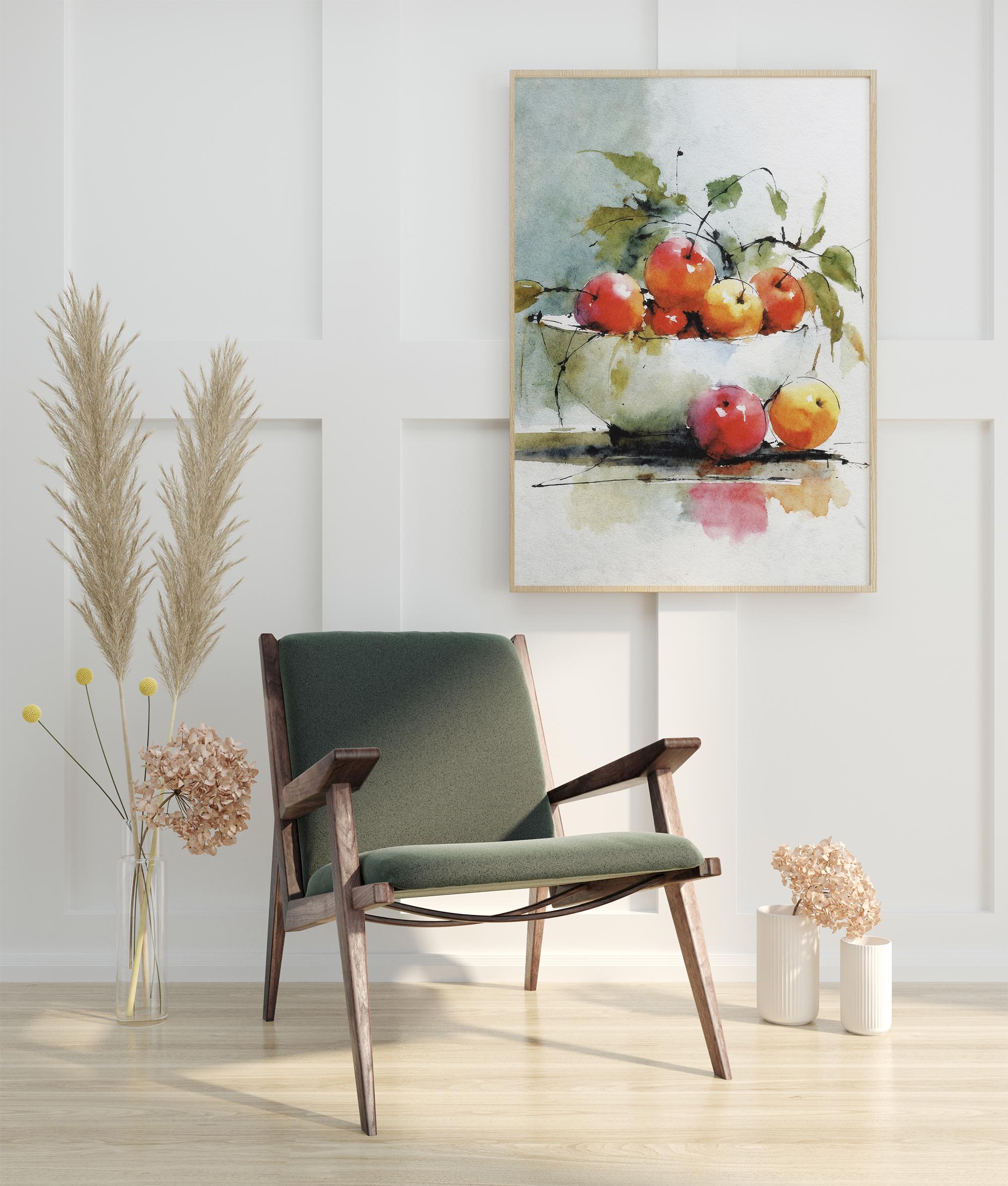 Apple Watercolor Print Fruits Painting Kitchen Wall Art Still Life ...