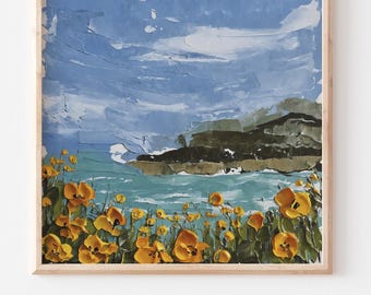 Kalifornische Küste Mohnblume Kunstdruck: Big Sur Meerlandschaft