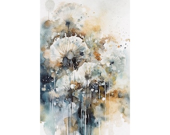 Dandelion Painting Floral Watercolor Wildflowers Wall Art Flowers Art Print Botanical Artwork