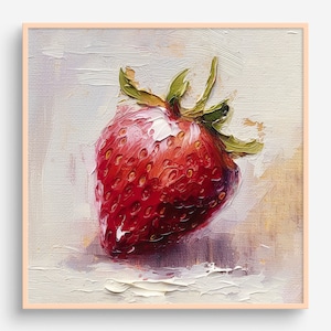 Strawberry Oil Painting Berry Artwork Fruits Wall Art Kitchen PRINT from an oil painting