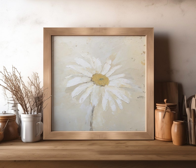 This print depicts a white field daisy, touchingly simple yet surprisingly beautiful.