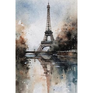 Eiffel Tower Painting Paris Cityscape City Watercolor Architecture Art Print France Wall Art
