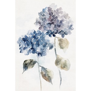 Blaue Hortensie Aquarell Druck Blumen Malerei Botanische Wandkunst