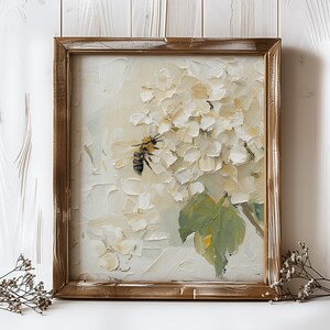 Hydrangea Oil Painting Honey Bee Floral Wall Art Flower PRINT From an ...