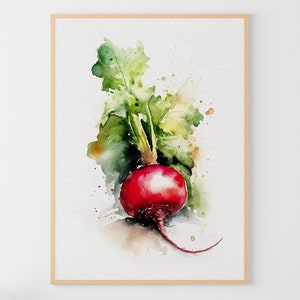 ビートの水彩画 キッチンの壁アート 野菜のポスター 植物のアートプリント 農家の壁装飾