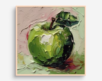 Apple Oil Painting Fruits Artwork Kitchen Wall Art Food PRINT de una pintura al óleo