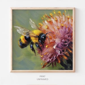 Honey Bee Oil Painting Bee Artwork Bumblebee Wall Art Insect PRINT from an oil painting