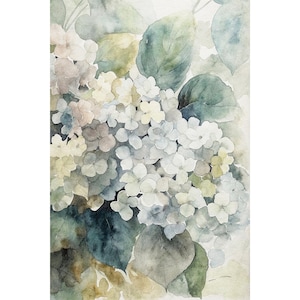Blue Hydrangea Watercolor Art Print: Elegant Floral Wall Decor image 1