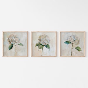 Hydrangea Set of 3 Oil Paintings Floral Wall Art Flowers Artwork ...