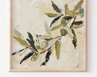 Olives Oil Print Olive Tree Painting Botanical Wall Art Farmhouse Wall Decor Kitchen Wall Art