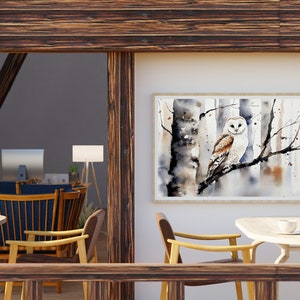White Owl Watercolor Painting Winter Forest Wall Art Barn Owl Poster ...