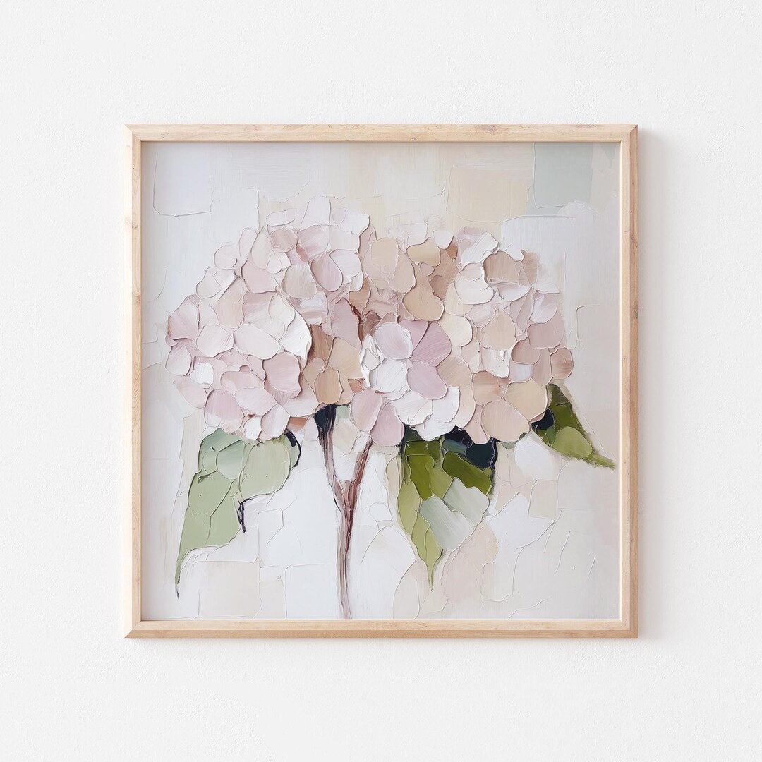 Pink Hydrangea Painting Flower Art Print Neutral Floral Wall Art - Etsy
