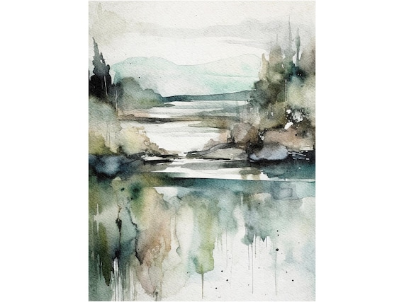 Columbia River Gorge Watercolor Art Print: Washington Landscape