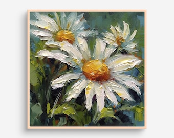 Daisies Oil Painting Meadow Artwork Flowers Wall Art Floral PRINT from an oil painting