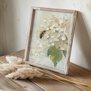 Hydrangea Oil Painting Honey Bee Floral Wall Art Flower PRINT From an ...