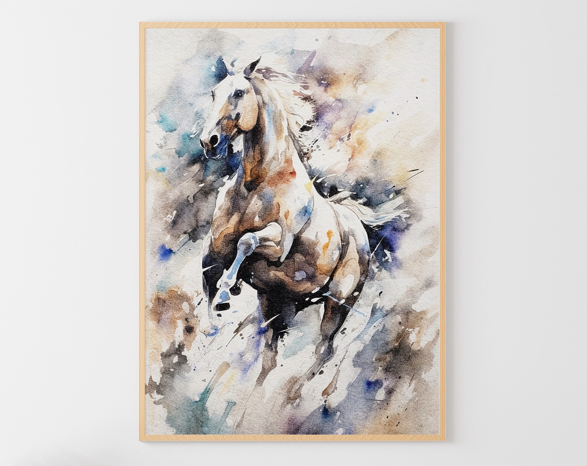 走る馬の油彩画（クラシックフレーム）F3号 新品未使用 野生の馬の水彩画アートプリント：走る馬の絵 - Etsy 日本