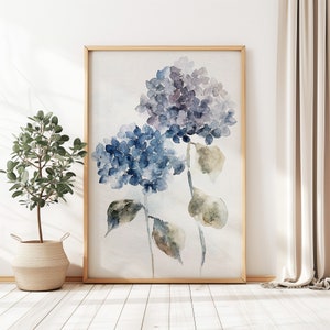 Blue Hydrangea Watercolor Print Flowers Painting Botanical Wall Art - Etsy
