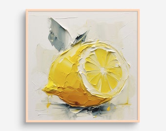 Lemon Oil Painting Citrus Artwork Kitchen Wall Art Fruits PRINT from an oil painting
