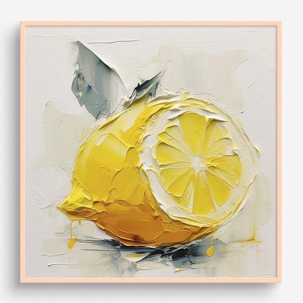 Lemon Oil Painting Citrus Artwork Kitchen Wall Art Fruits PRINT from an oil painting