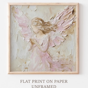 Kerstengel olieverfschilderij engel kunstwerk religieuze muur kunst beschermengel PRINT van een olieverfschilderij