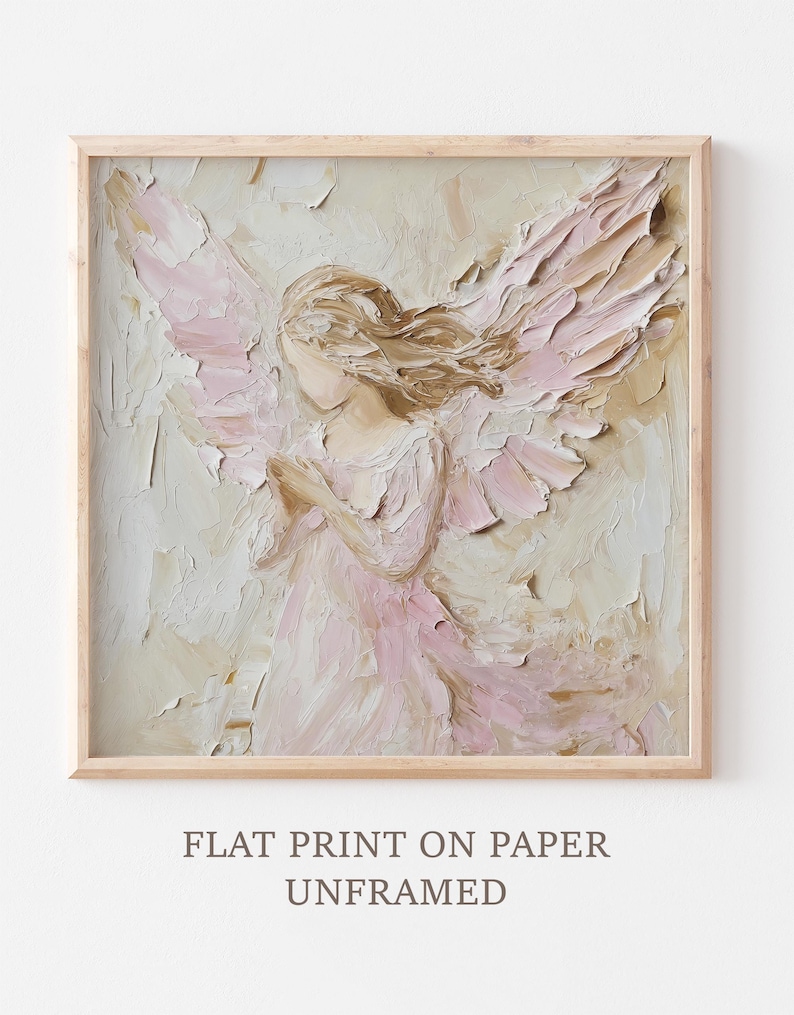 Christmas Angel Oil Painting Angel Artwork Religious Wall Art Guardian Angel PRINT from an oil painting image 1