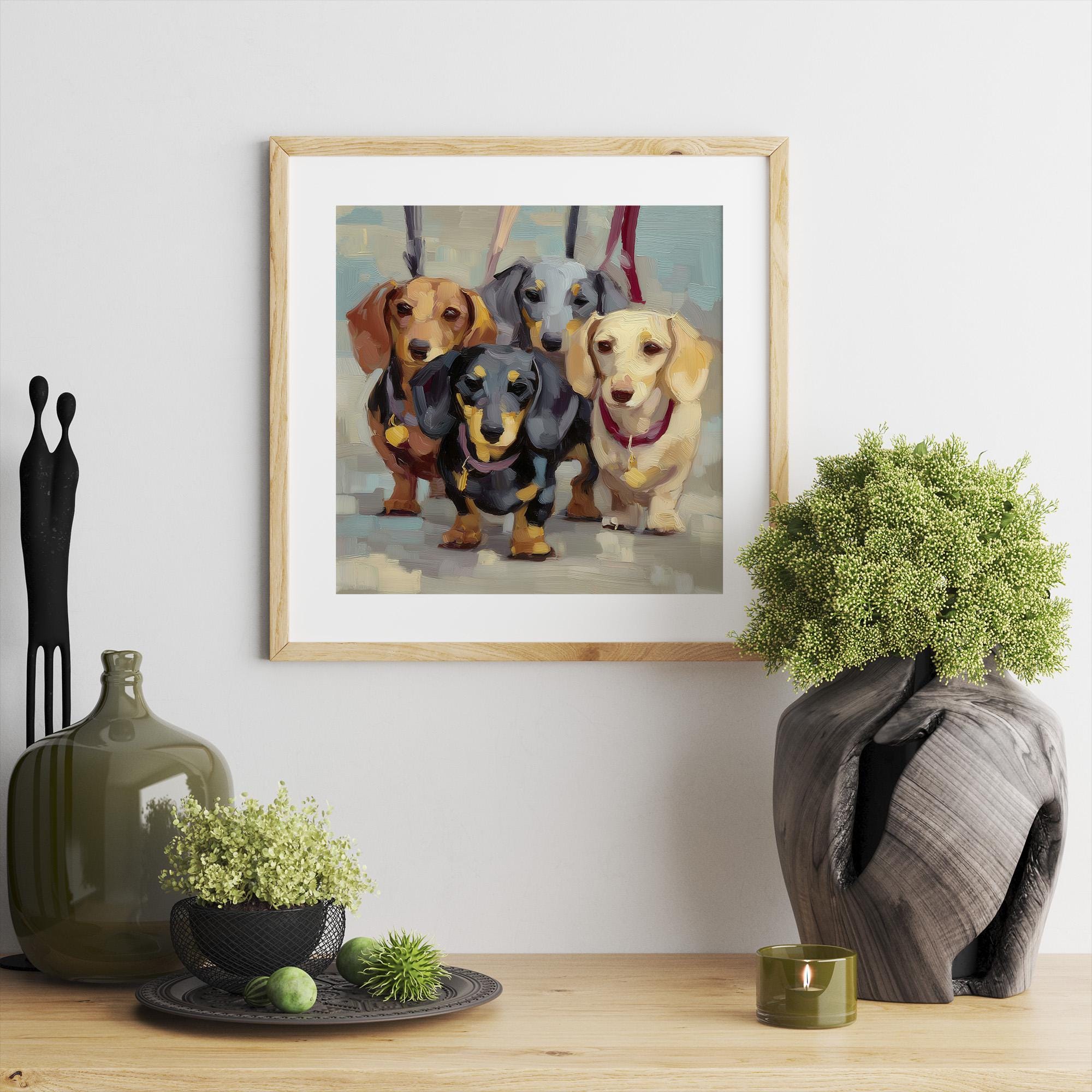 ダックスフントの油絵 犬の絵画 ペットの肖像画 動物の壁アート - Etsy