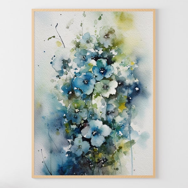 Forget-me-not Painting Wildflowers Watercolor Floral Wall Art Flowers Art Print Botanical Poster