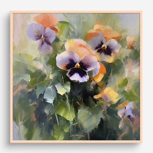 Pansy Oil Print Flowers Painting Floral Wall Art Botanical PRINT from an oil painting