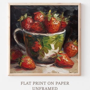 イチゴの油絵 ベリーの絵画 静物画 壁アート キッチン フルーツ アート