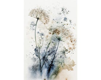 Queen Anne's Lace Watercolor Painting Wildflowers Art Print Floral Wall Art Flowers Poster
