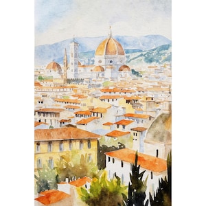 Florenz Aquarell Kunstdruck Italienische Stadtansicht Europa Reise Poster Architektur Wandkunst
