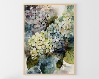 Hydrangea Watercolor Painting Floral Wall Art Flowers Art Print Botanical Art Large Watercolor