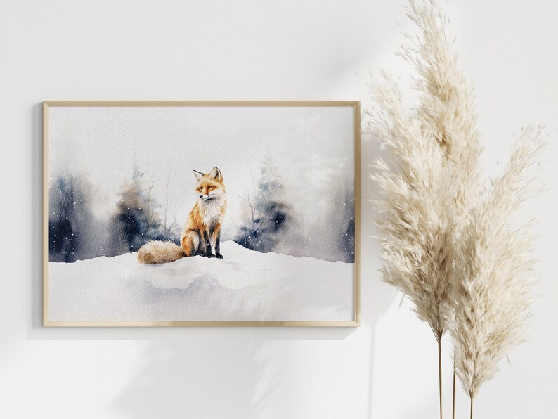 Fox Watercolor Painting Forest Animal Art Print Woodland Wall Art Red Fox Poster image 4